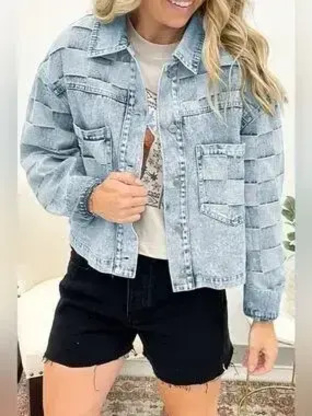 Button Up Wash Denim Jacket - Picture 3 of 4